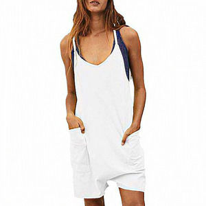 Women's Summer Casual Sleeveless Loose Spaghetti Strap‎ Rompers with Pockets